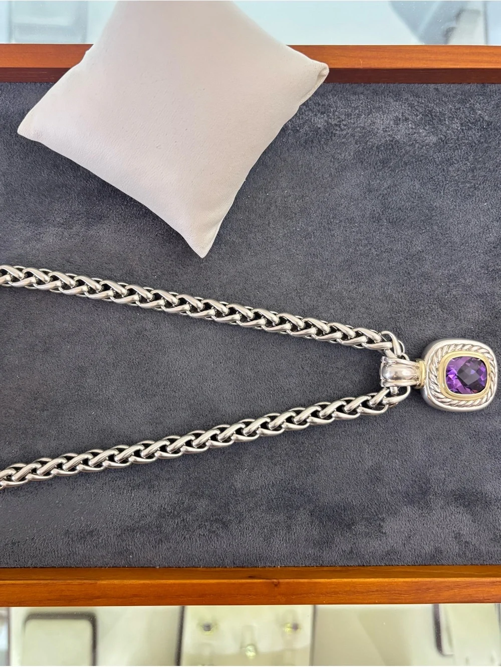 David Yurman 925 & 14k Gold XXL Albion Pendant Necklace with Amethyst 16